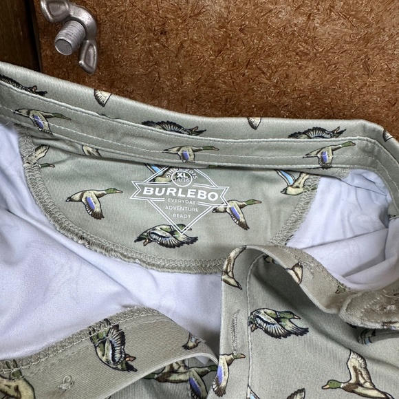 Boys Burlebo Duck Hunting Polo Shirt Green Size Extra Large - Picture 4 of 6